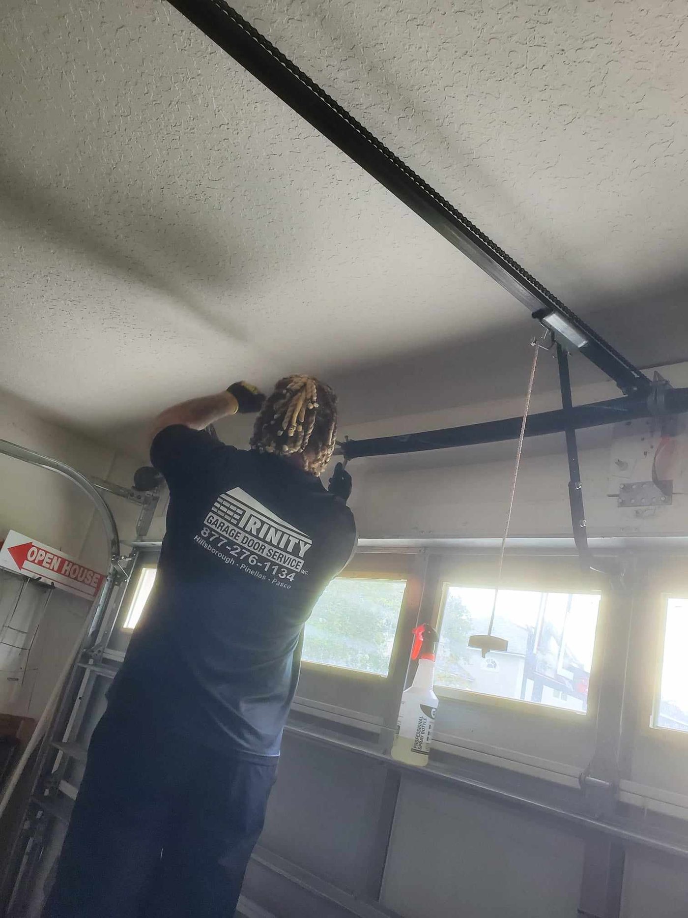 Garage door cables, drum, and spring hardware