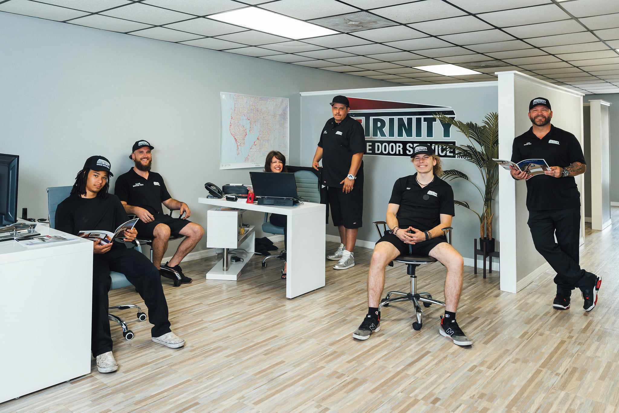 The Trinity Garage Door Service team in their Lutz office